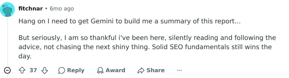 Reactie met de meeste stemmen: een goede SEO-basis wint nog steeds